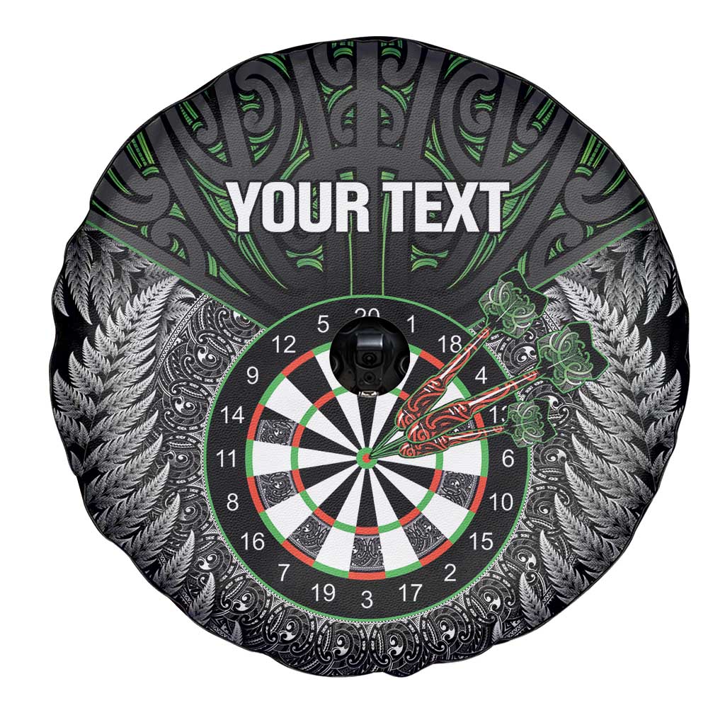 Personalised New Zealand Darts Spare Tire Cover Dartboard Maori Fern Puhoro Art
