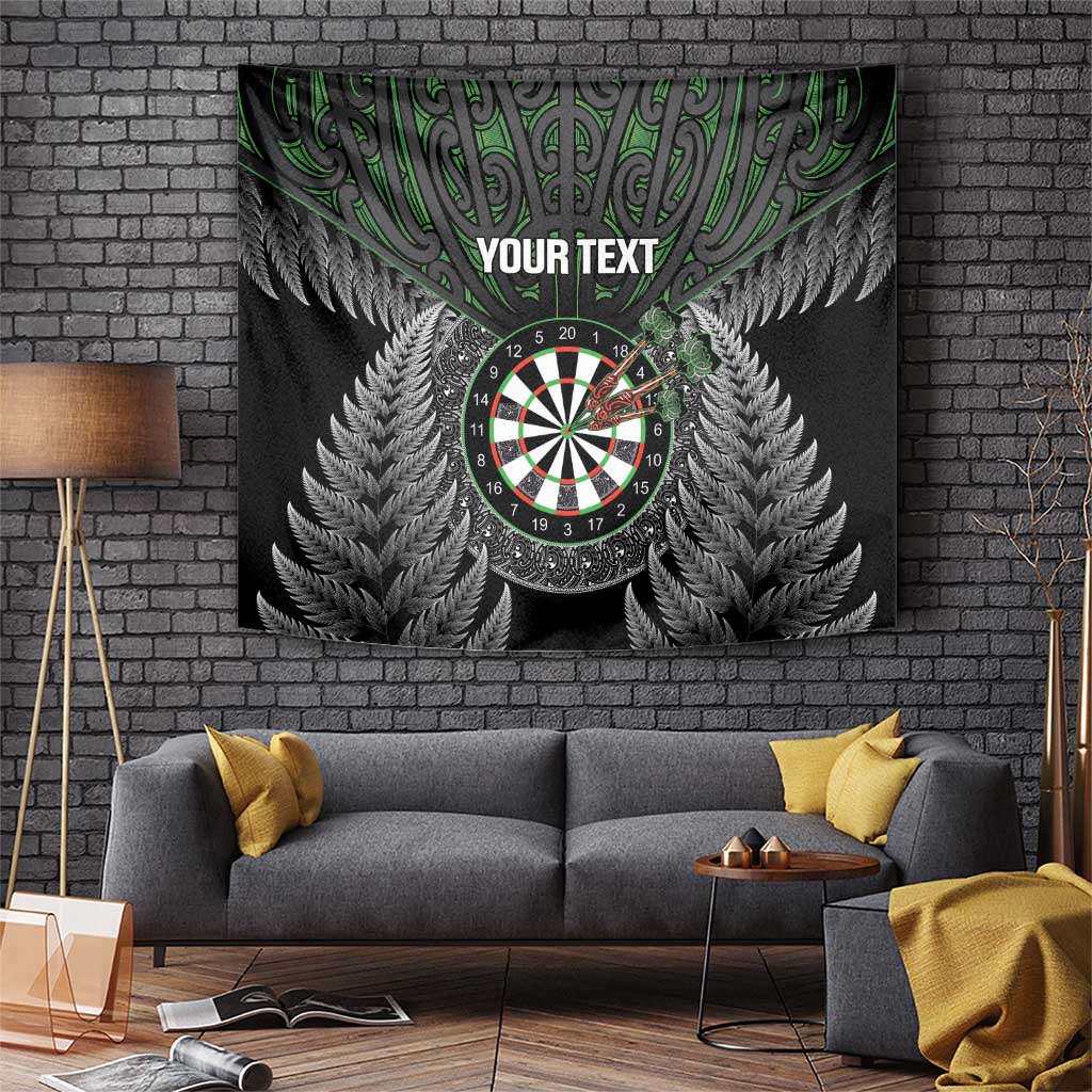Personalised New Zealand Darts Tapestry Dartboard Maori Fern Puhoro Art