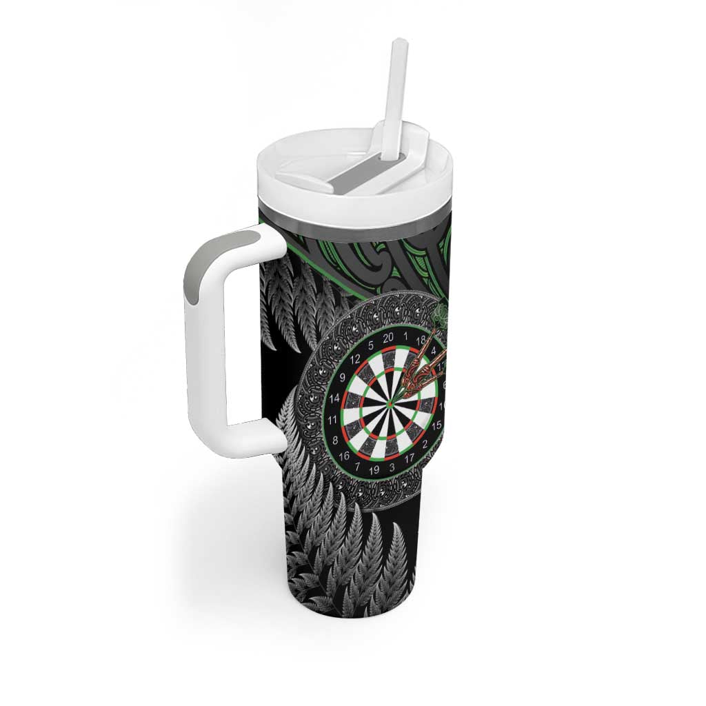 Personalised New Zealand Darts Tumbler With Handle Dartboard Maori Fern Puhoro Art