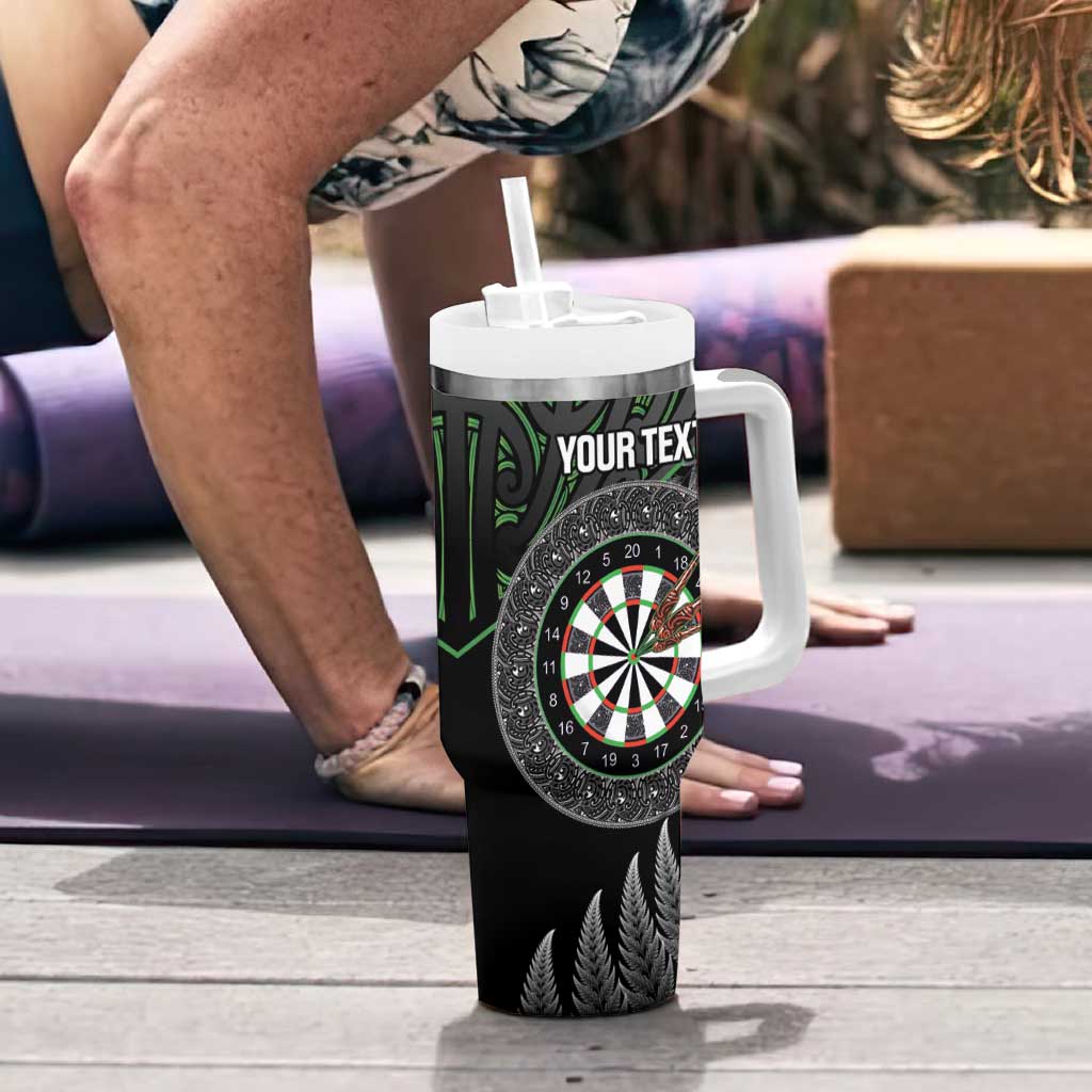 Personalised New Zealand Darts Tumbler With Handle Dartboard Maori Fern Puhoro Art