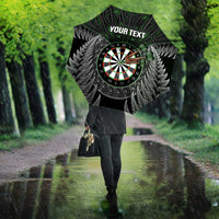 Personalised New Zealand Darts Umbrella Dartboard Maori Fern Puhoro Art - Polynesian Pride