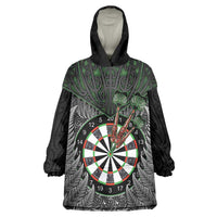 Personalised New Zealand Darts Wearable Blanket Hoodie Dartboard Maori Fern Puhoro Art