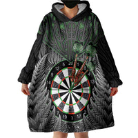 Personalised New Zealand Darts Wearable Blanket Hoodie Dartboard Maori Fern Puhoro Art