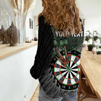 Personalised New Zealand Darts Women Casual Shirt Dartboard Maori Fern Puhoro Art