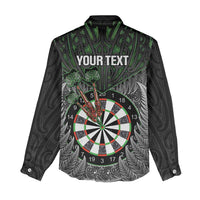 Personalised New Zealand Darts Women Casual Shirt Dartboard Maori Fern Puhoro Art