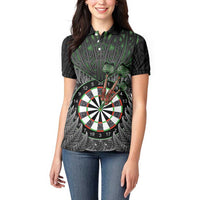 Personalised New Zealand Darts Women Polo Shirt Dartboard Maori Fern Puhoro Art