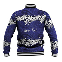 Personalised Cook Islands Pukapuka Baseball Jacket Tiare Maori Polynesian Waves Tattoo