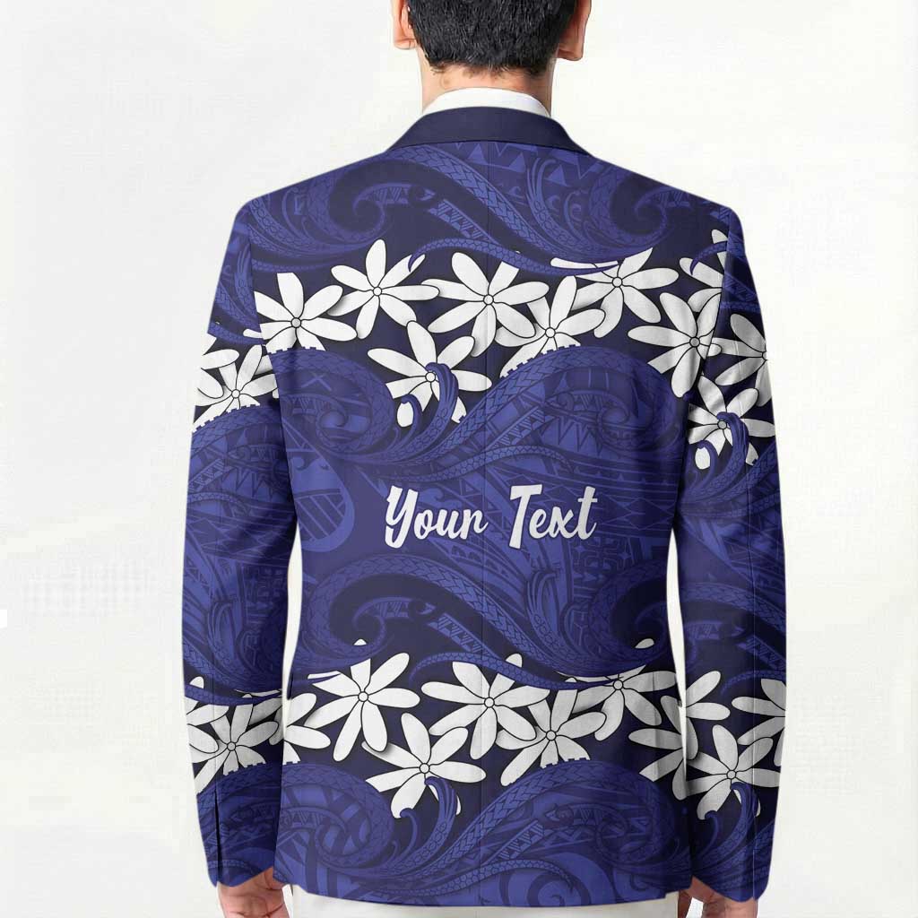 Personalised Cook Islands Pukapuka Blazer Tiare Maori Polynesian Waves Tattoo