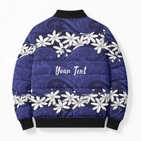 Personalised Cook Islands Pukapuka Bomber Puffer Jacket Tiare Maori Polynesian Waves Tattoo
