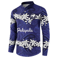 Personalised Cook Islands Pukapuka Button Sweatshirt Tiare Maori Polynesian Waves Tattoo