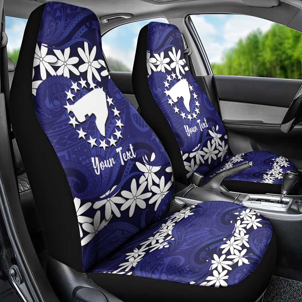 Personalised Cook Islands Pukapuka Car Seat Cover Tiare Maori Polynesian Waves Tattoo