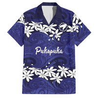 Personalised Cook Islands Pukapuka Family Matching Summer Maxi Dress and Hawaiian Shirt Tiare Maori Polynesian Waves Tattoo LT14 Dad's Shirt - Short Sleeve Blue - Polynesian Pride
