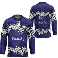 Personalised Cook Islands Pukapuka Hockey Jersey Tiare Maori Polynesian Waves Tattoo