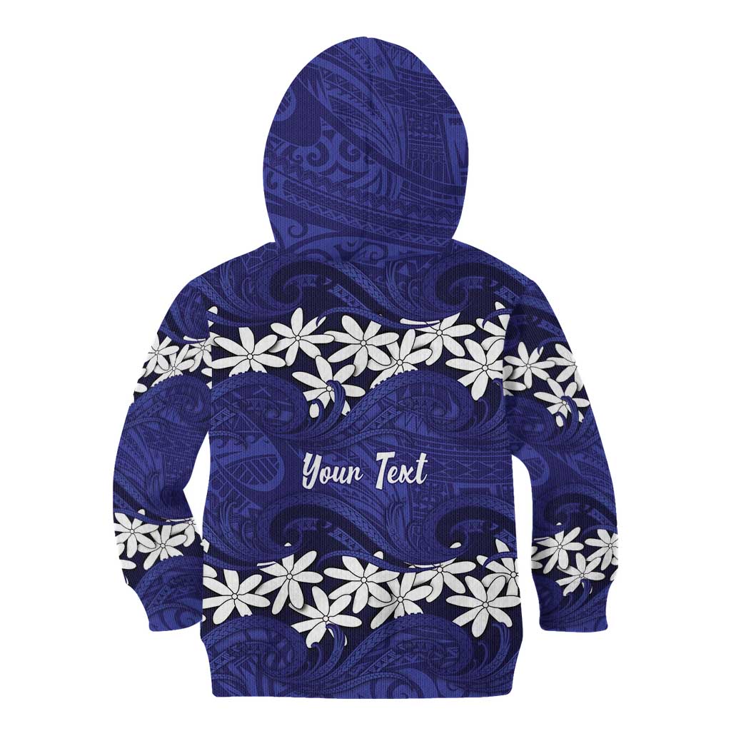 Personalised Cook Islands Pukapuka Kid Hoodie Tiare Maori Polynesian Waves Tattoo