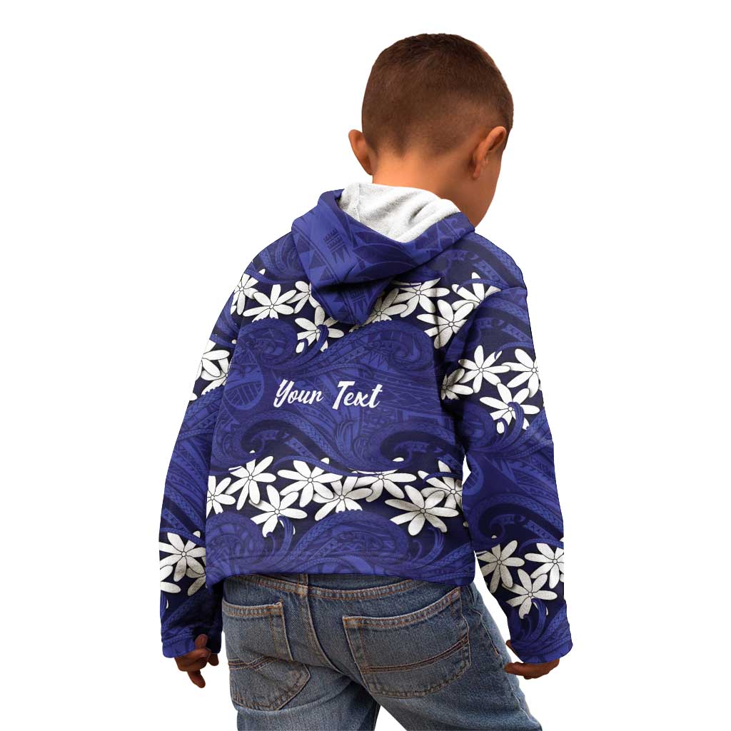 Personalised Cook Islands Pukapuka Kid Hoodie Tiare Maori Polynesian Waves Tattoo