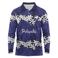 Personalised Cook Islands Pukapuka Long Sleeve Polo Shirt Tiare Maori Polynesian Waves Tattoo