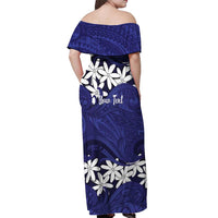 Personalised Cook Islands Pukapuka Off Shoulder Maxi Dress Tiare Maori Polynesian Waves Tattoo