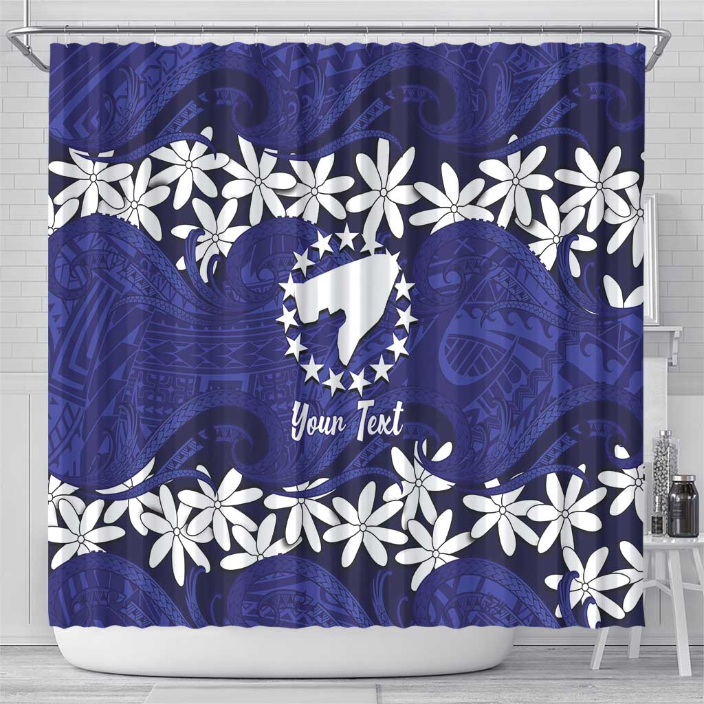 Personalised Cook Islands Pukapuka Shower Curtain Tiare Maori Polynesian Waves Tattoo