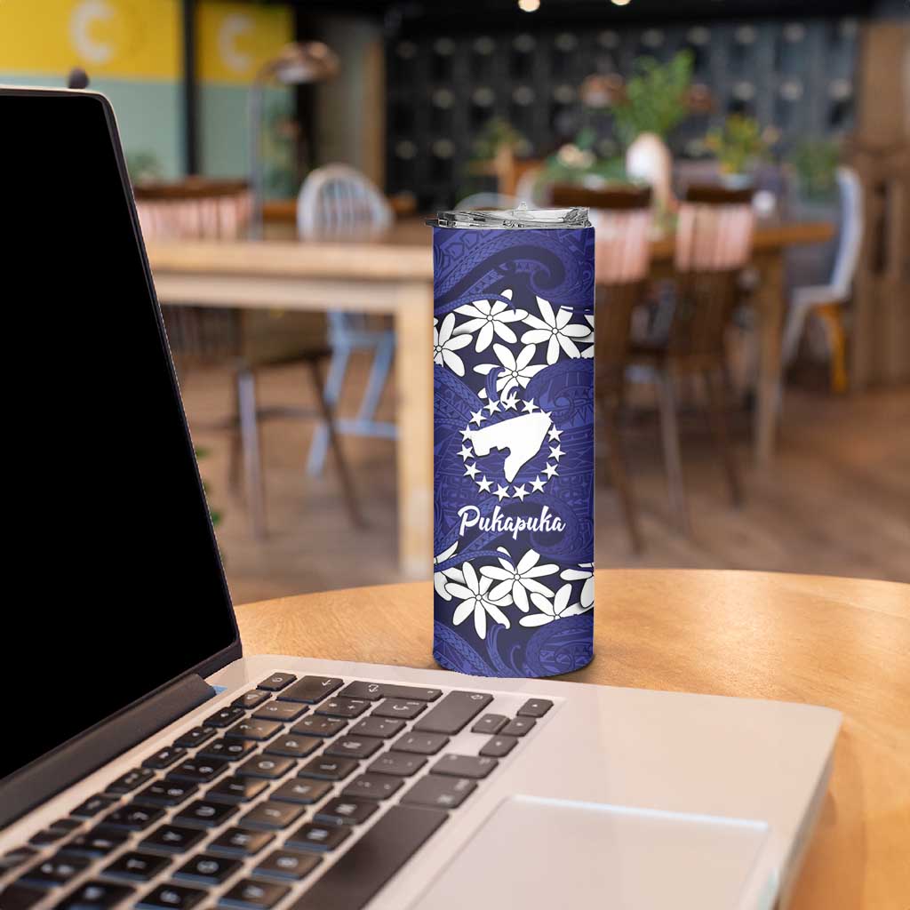 Personalised Cook Islands Pukapuka Skinny Tumbler Tiare Maori Polynesian Waves Tattoo