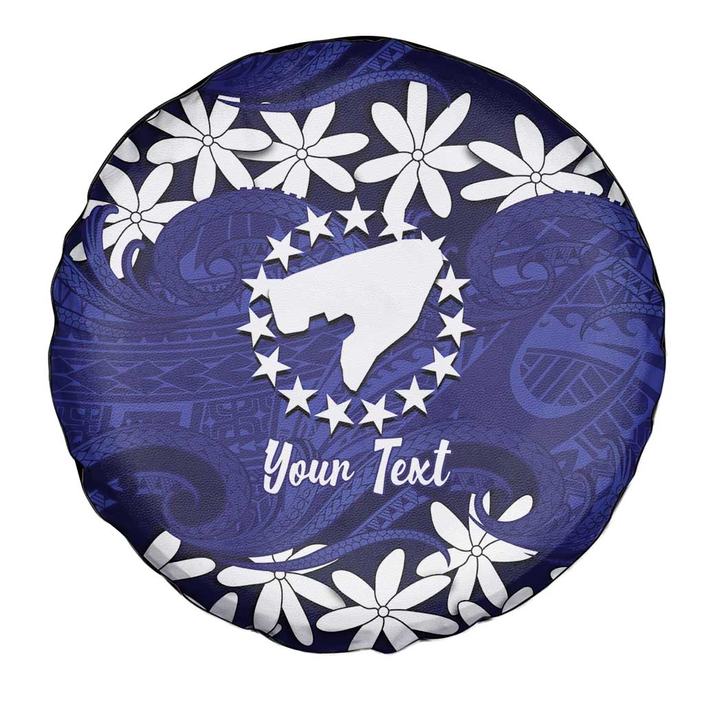 Personalised Cook Islands Pukapuka Spare Tire Cover Tiare Maori Polynesian Waves Tattoo