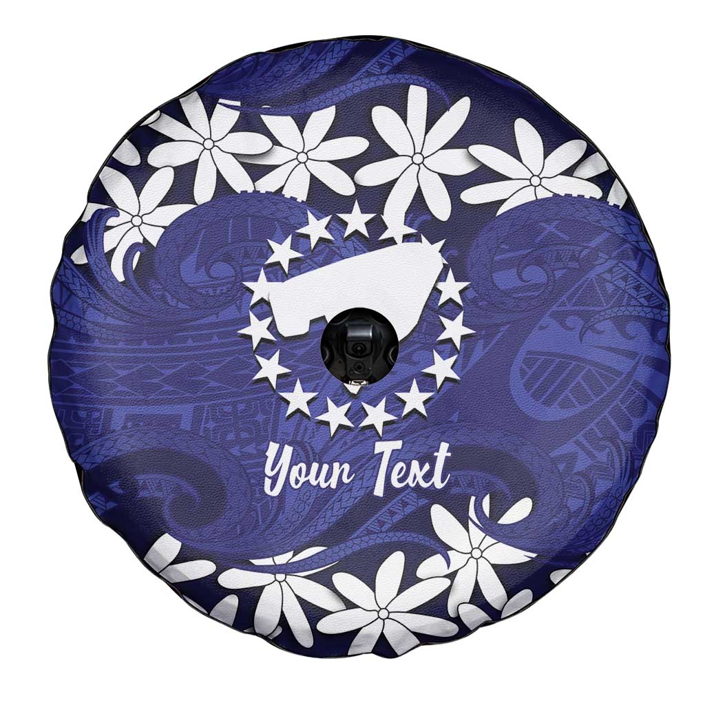 Personalised Cook Islands Pukapuka Spare Tire Cover Tiare Maori Polynesian Waves Tattoo