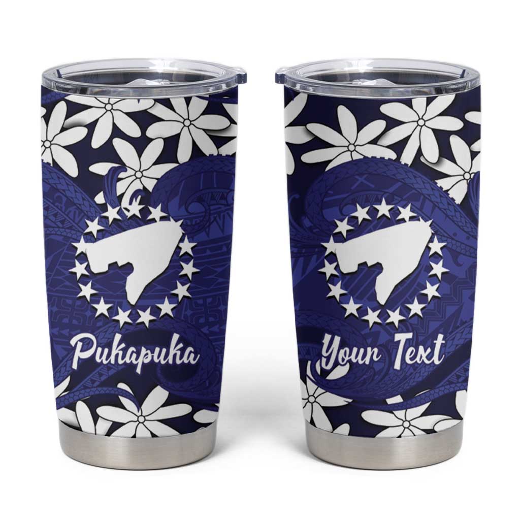 Personalised Cook Islands Pukapuka Tumbler Cup Tiare Maori Polynesian Waves Tattoo