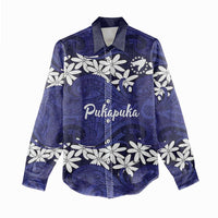 Personalised Cook Islands Pukapuka Women Casual Shirt Tiare Maori Polynesian Waves Tattoo