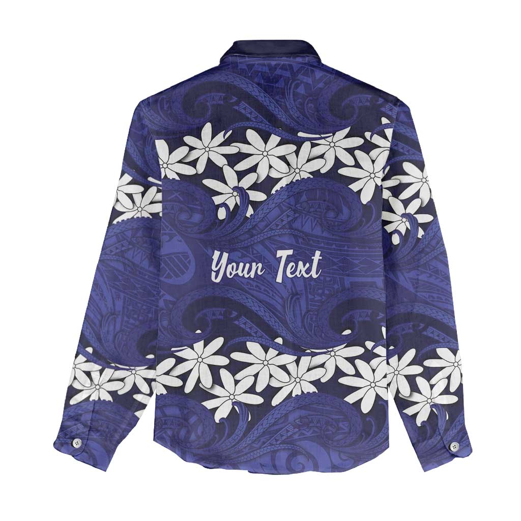 Personalised Cook Islands Pukapuka Women Casual Shirt Tiare Maori Polynesian Waves Tattoo