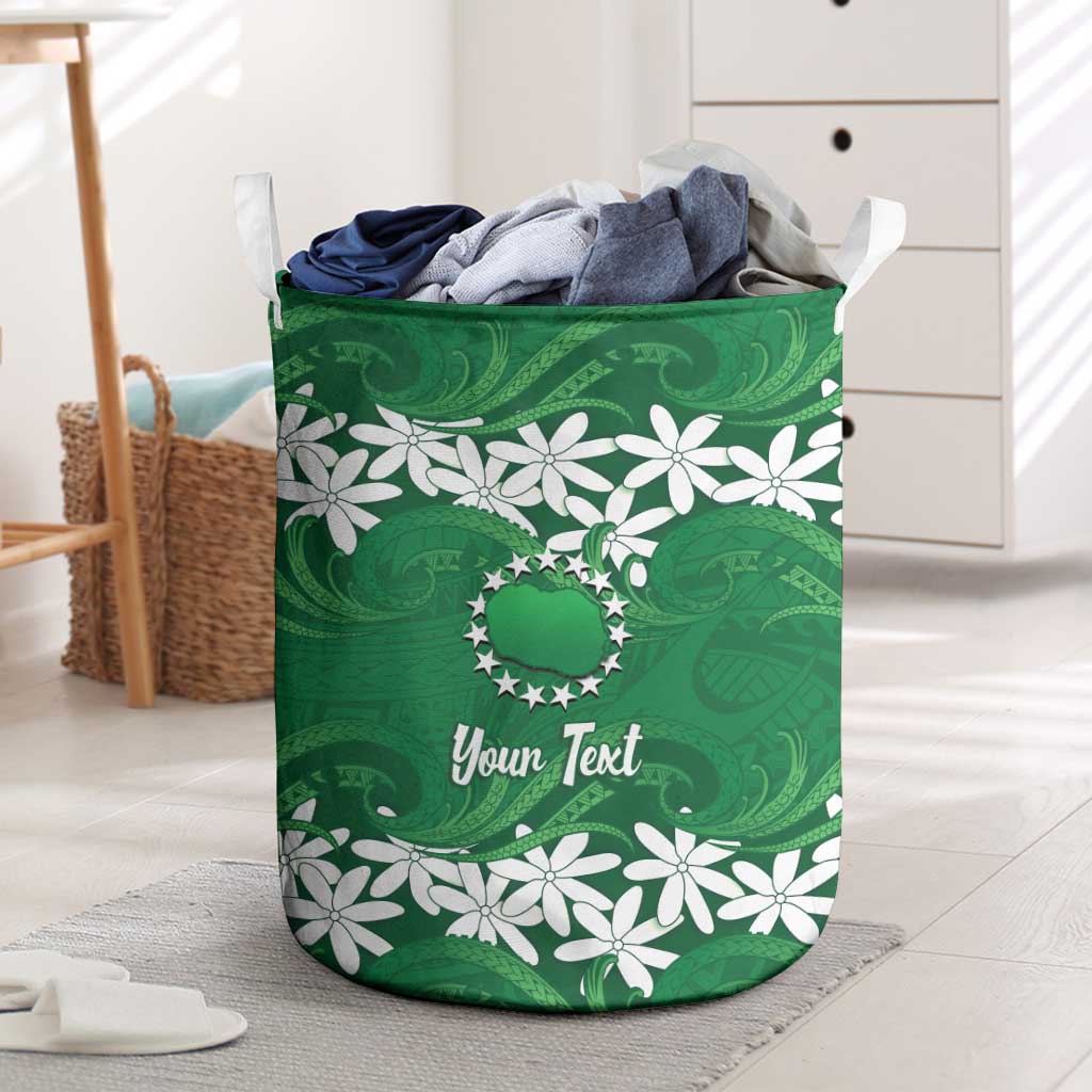 Personalised Cook Islands Rarotonga Laundry Basket Tiare Maori Polynesian Waves Tattoo