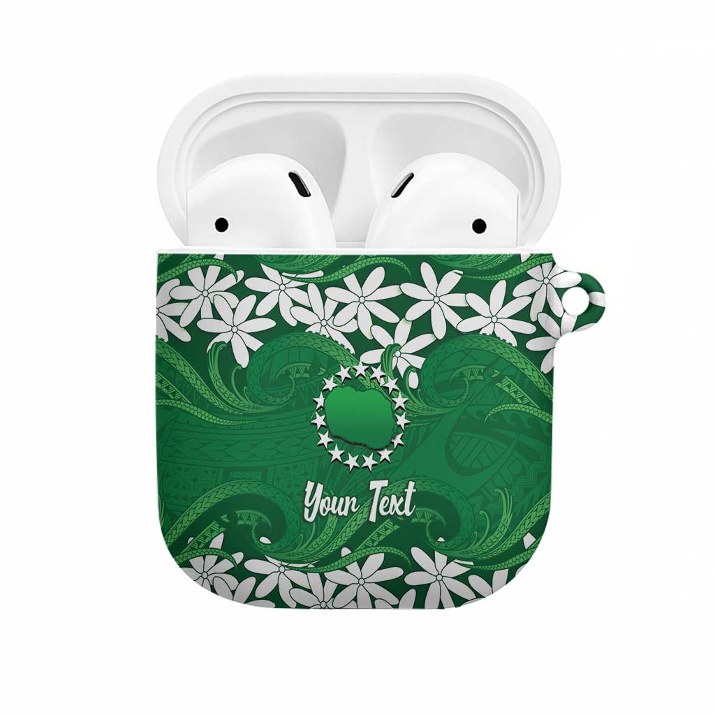 Personalised Cook Islands Rarotonga AirPods Case Tiare Maori Polynesian Waves Tattoo