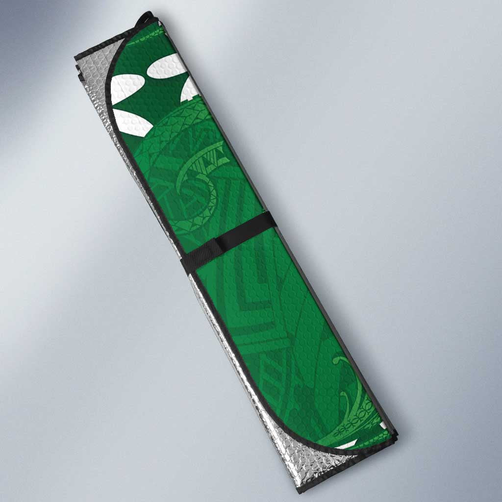 Personalised Cook Islands Rarotonga Auto Sun Shade Tiare Maori Polynesian Waves Tattoo