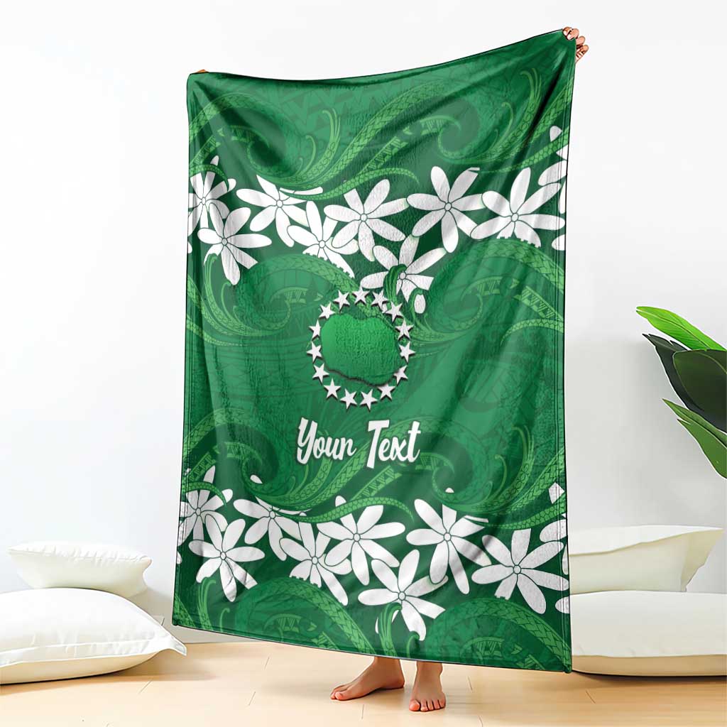 Personalised Cook Islands Rarotonga Blanket Tiare Maori Polynesian Waves Tattoo