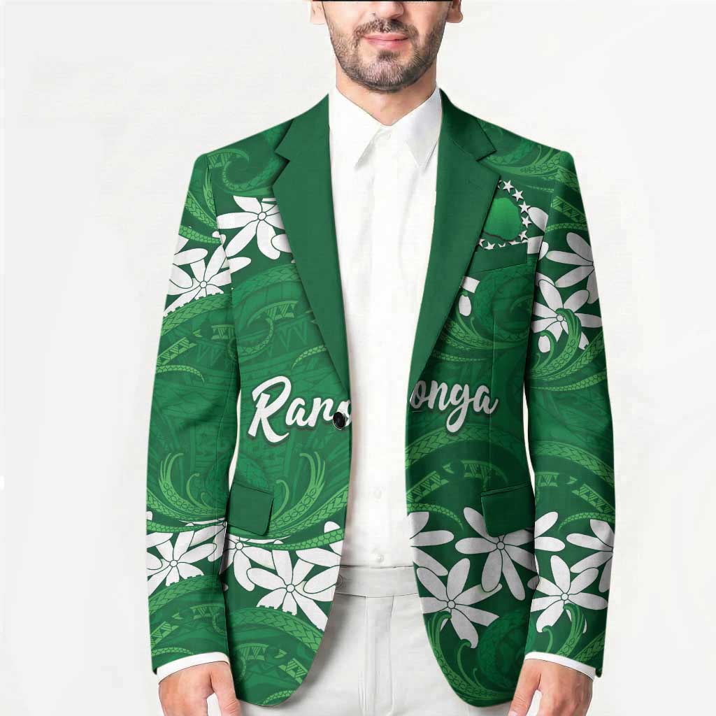 Personalised Cook Islands Rarotonga Blazer Tiare Maori Polynesian Waves Tattoo