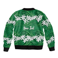 Personalised Cook Islands Rarotonga Bomber Jacket Tiare Maori Polynesian Waves Tattoo