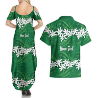 Personalised Cook Islands Rarotonga Couples Matching Summer Maxi Dress and Hawaiian Shirt Tiare Maori Polynesian Waves Tattoo LT14 - Polynesian Pride