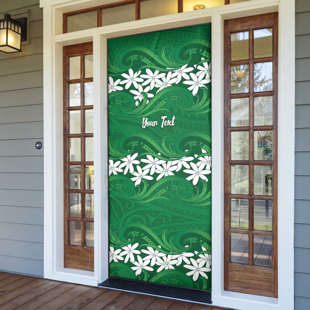 Personalised Cook Islands Rarotonga Door Cover Tiare Maori Polynesian Waves Tattoo