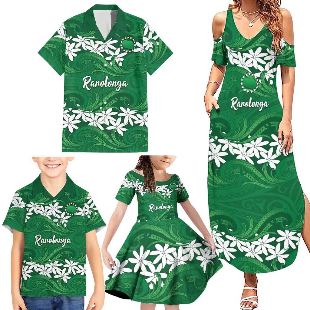Personalised Cook Islands Rarotonga Family Matching Summer Maxi Dress and Hawaiian Shirt Tiare Maori Polynesian Waves Tattoo LT14 - Polynesian Pride