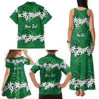 Personalised Cook Islands Rarotonga Family Matching Tank Maxi Dress and Hawaiian Shirt Tiare Maori Polynesian Waves Tattoo LT14 - Polynesian Pride