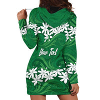Personalised Cook Islands Rarotonga Hoodie Dress Tiare Maori Polynesian Waves Tattoo