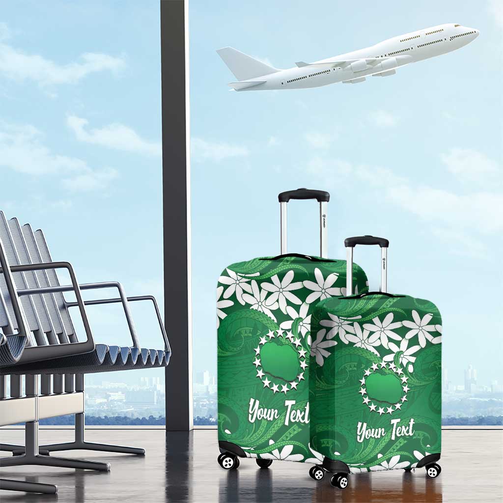 Personalised Cook Islands Rarotonga Luggage Cover Tiare Maori Polynesian Waves Tattoo