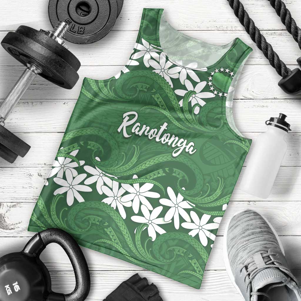 Personalised Cook Islands Rarotonga Men Tank Top Tiare Maori Polynesian Waves Tattoo
