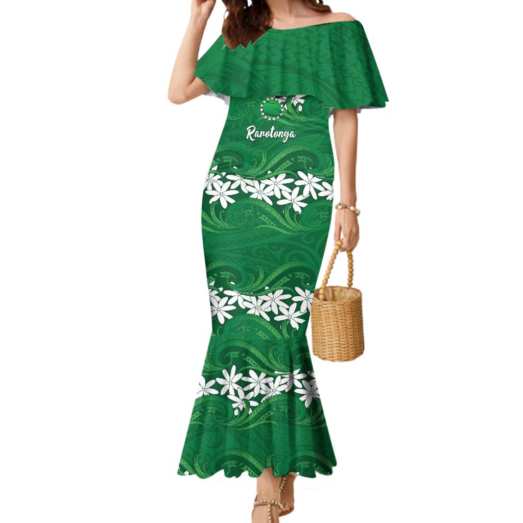 Personalised Cook Islands Rarotonga Mermaid Dress Tiare Maori Polynesian Waves Tattoo