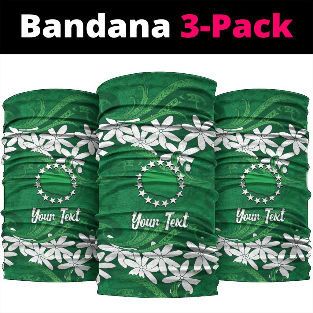 Personalised Cook Islands Rarotonga Neck Gaiter Tiare Maori Polynesian Waves Tattoo