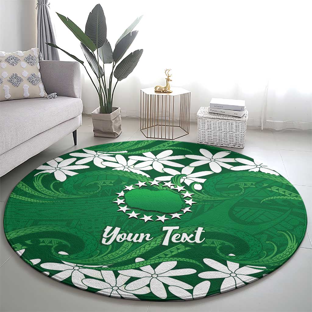 Personalised Cook Islands Rarotonga Round Carpet Tiare Maori Polynesian Waves Tattoo
