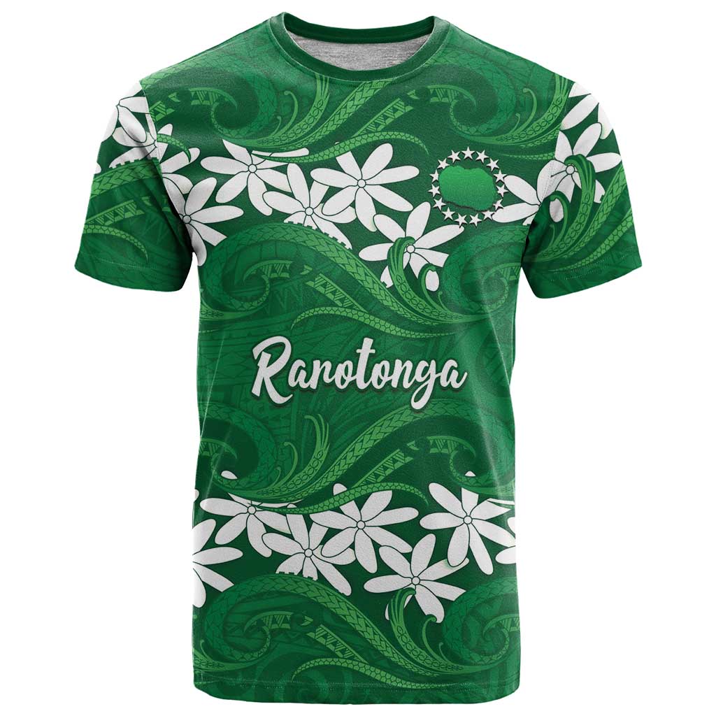 Personalised Cook Islands Rarotonga T Shirt Tiare Maori Polynesian Waves Tattoo