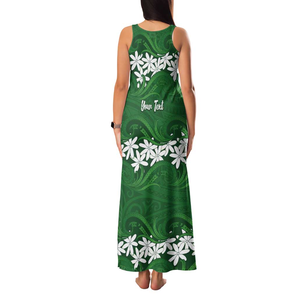 Personalised Cook Islands Rarotonga Tank Maxi Dress Tiare Maori Polynesian Waves Tattoo LT14 - Polynesian Pride