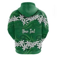 Personalised Cook Islands Rarotonga Zip Hoodie Tiare Maori Polynesian Waves Tattoo LT14 - Polynesian Pride
