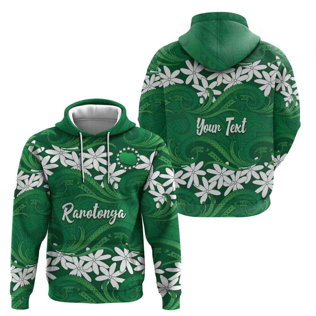 Personalised Cook Islands Rarotonga Zip Hoodie Tiare Maori Polynesian Waves Tattoo LT14 - Polynesian Pride