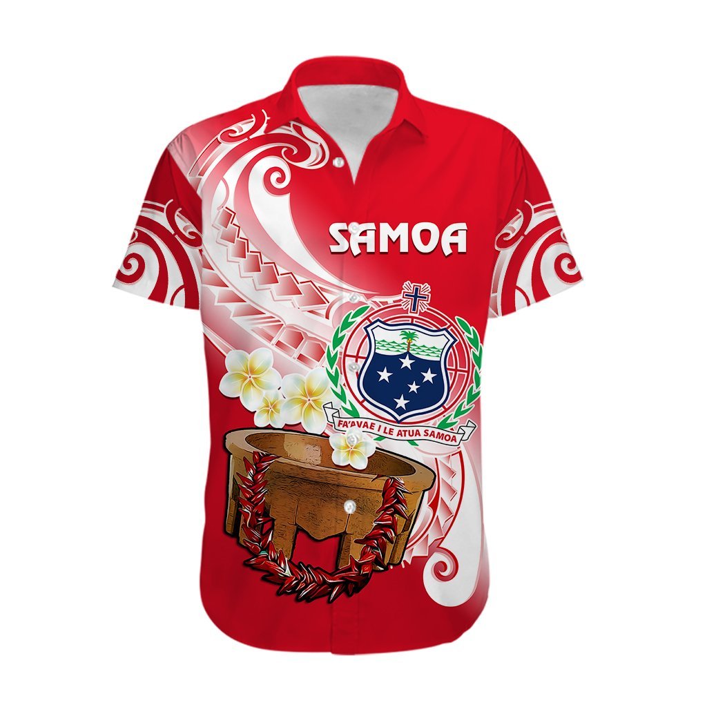 (Custom Personalised) Samoa Hawaiian Shirt Ula Fala Kava Bowl Plumeria Polynesian Red LT14 - Polynesian Pride