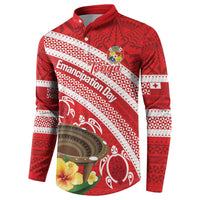 Kingdom Of Tonga Emancipation Day Button Sweatshirt Tongan Ngatu With Kumete Red